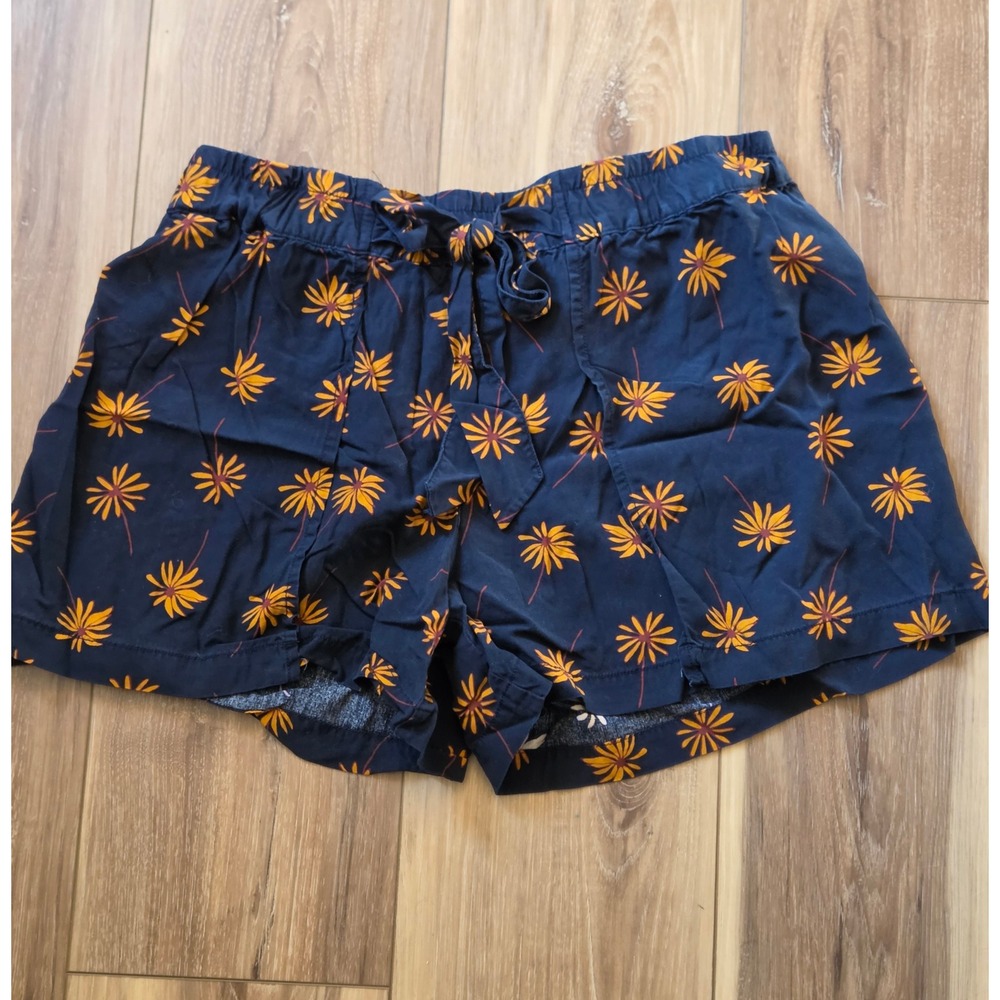 Madewell Pull On Fresh Daisies Shorts Women's Size Medium Navy Orange